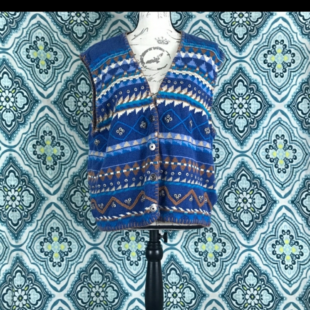 Orvis brand vintage knit boho vest